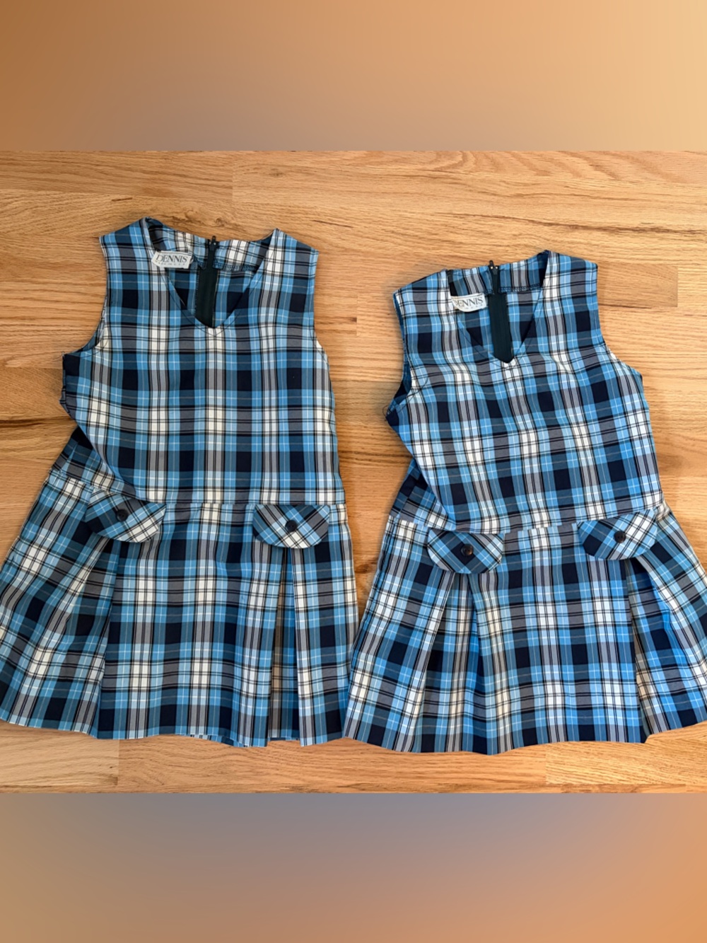 Dennis Uniform RR plaid, clear blue plaid dresses